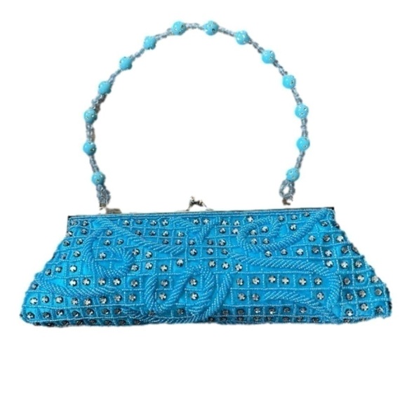 Vintage Handbags - Vintage Far Nine beaded rhinestone sequin kisslock clutch purse bag